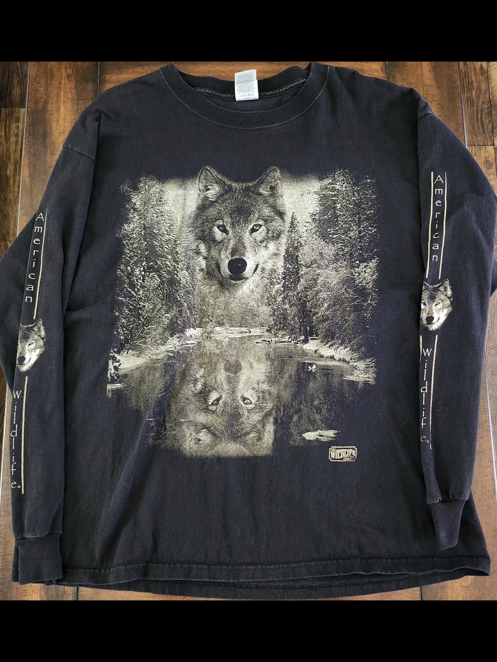 Black Long Sleeve Wolf Graphic Tee
